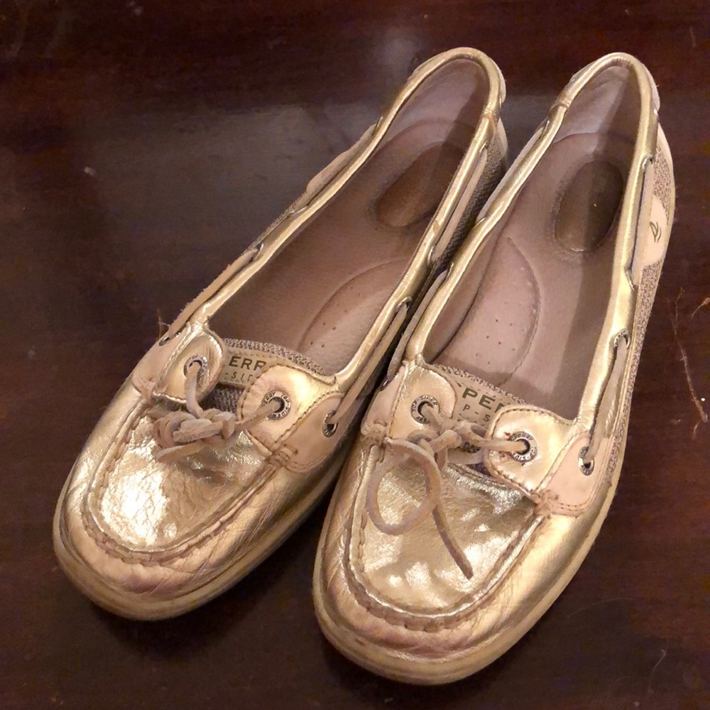 Gold Sperry topsiders